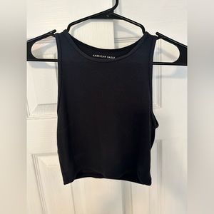 American Eagle Black High-Neck Crop Top